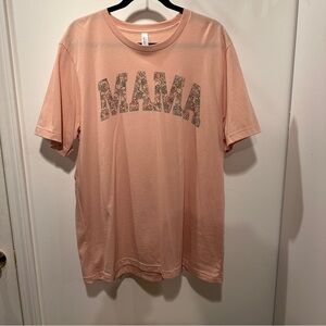 Bella Canvas Peachy Pink Short Sleeve Tee with Mama Floral Print